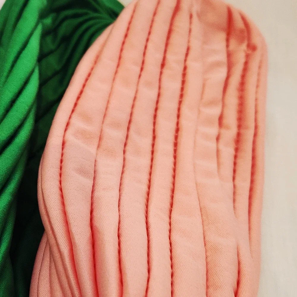 Set of 6 Crinkle Twist Ribbed Turban Headwraps Chemo Caps Polyester Accessory